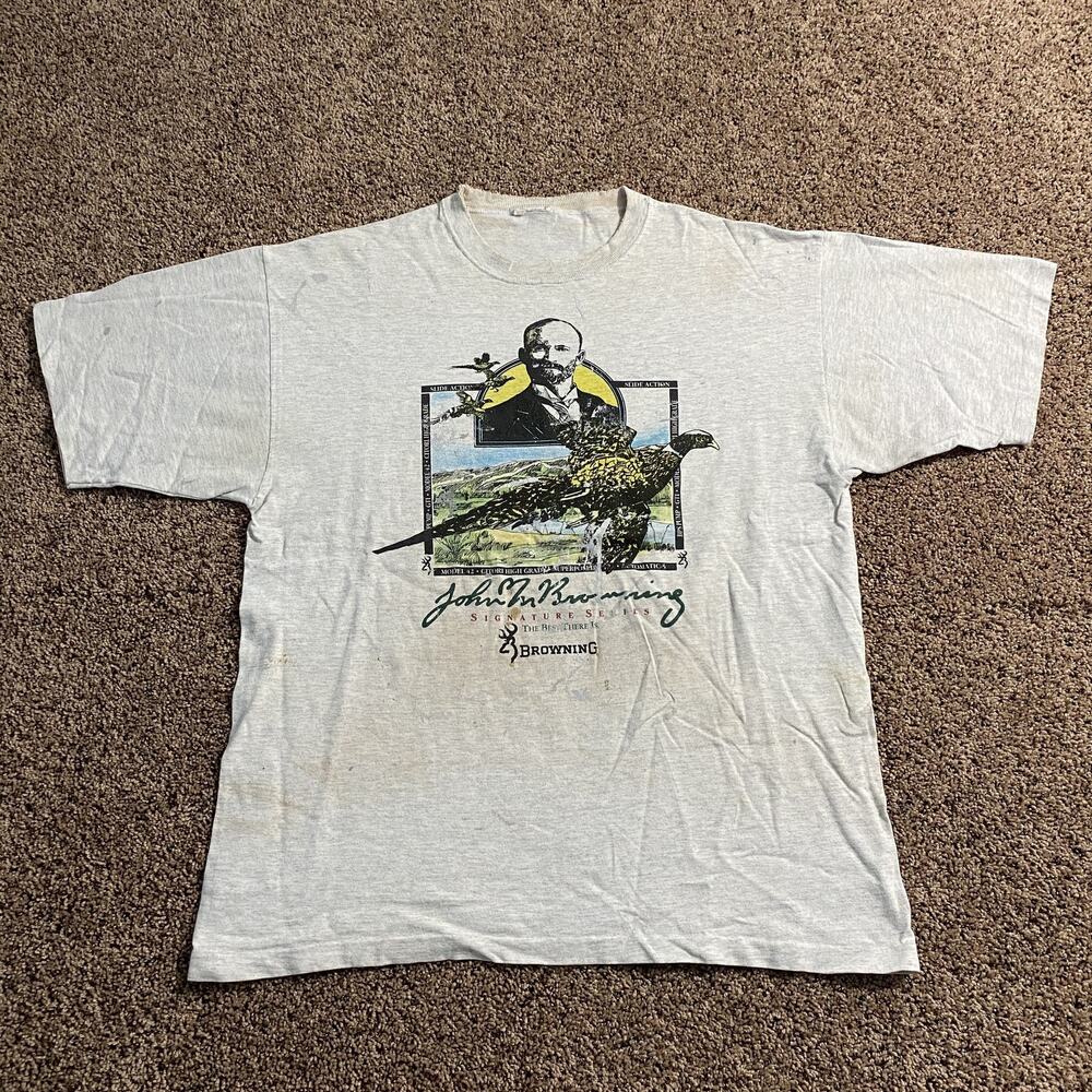 Vintage Browning John M Graphic T Shirt Mens Large Signature Series Hunting 90s
